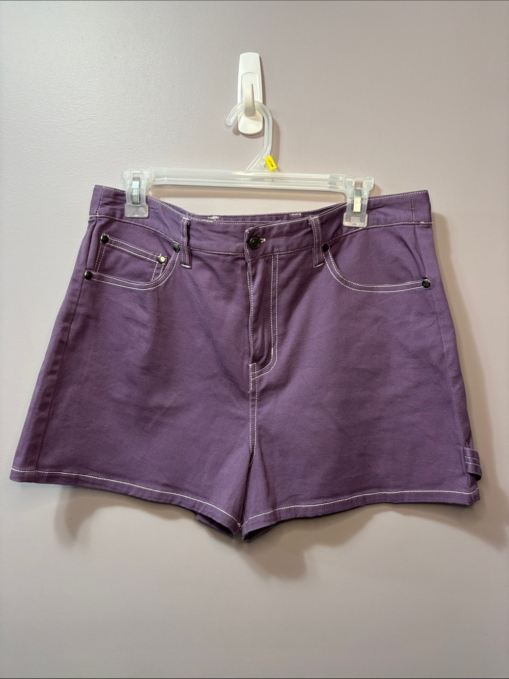 Airwalk Purple Women’s Utility Jean Shorts with White Contrast Stitching Sz 12